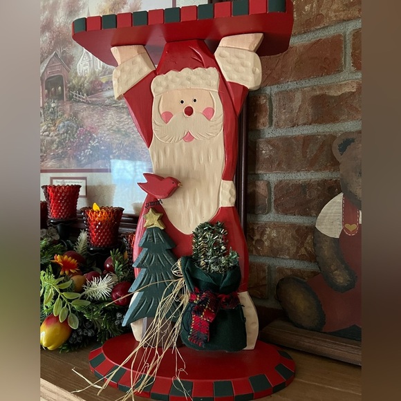 Rare Vintage 1987 Large Santa Clause Solid Wood Christmas Shelf Collectible - Picture 5 of 6